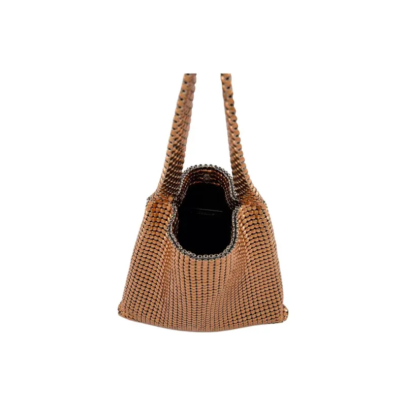 Paco Rabanne Metallic Aluminum Shoulder Bag Women's Gold-4