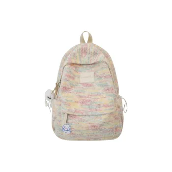 BUBM Knitted Fabric With Nylon Backpack Regular Unisex White/Pink/Green/Yellow