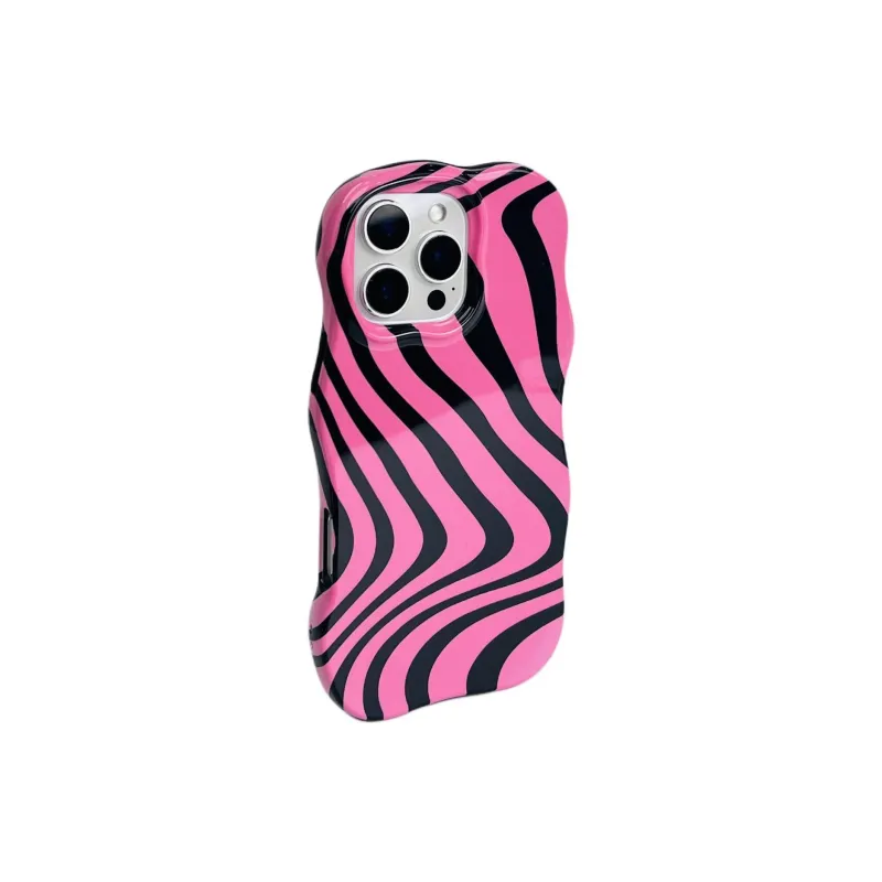 Sopi Acrylic Material Wave Edge Irregular Stripes Phone Cases Compatible With IPhone 16/15 Pro Max/Apple 13/14 Pro/Max-1