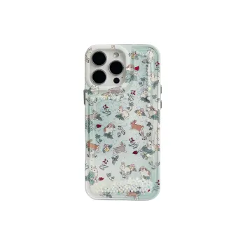 Sopi TPU Material Green Base Leaf Small Rabbit Phone Cases Compatible With IPhone 16/15 Pro Max/Apple 13/14 Pro/Max