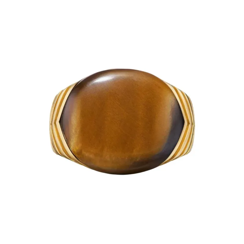 David Yurman Tiger's Eye Stone Rings Men's Gold-0