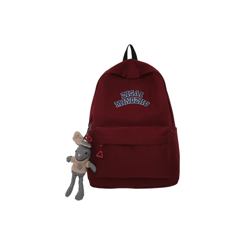 URBAN FOREST Nylon Backpack Unisex White/Black/Burgundy-8