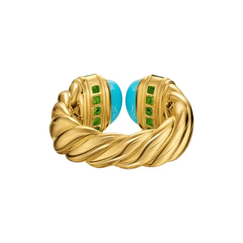 David Yurman 18kt Yellow Gold Turquoise And Tsavorite Ring