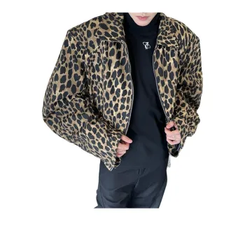 K411 Denim Jackets Unisex Leopard Print