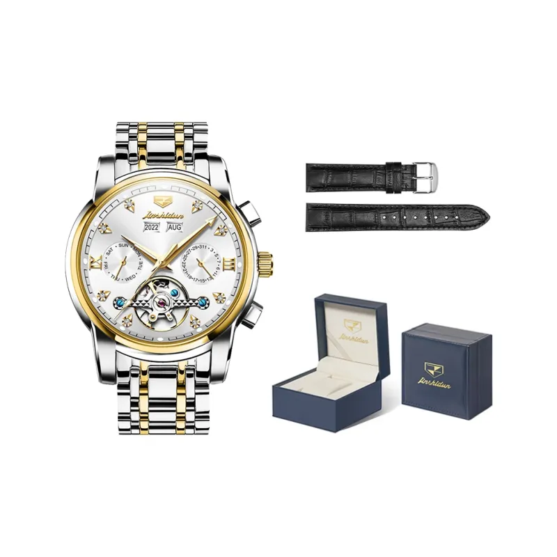 Jin Shi Dun Mechanical Movement Stainless Steel Watchband Watch Men's Watches Black Dial-14