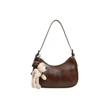 NOMK PU Crescent Bag Shoulder Bag Women's Coffee