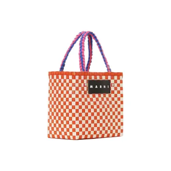 MARNI Basket Series Polypropylene Plastic Basket Bag, Tote Bag, Shopping Bag, Handbag Trumpets Women's Light Orange