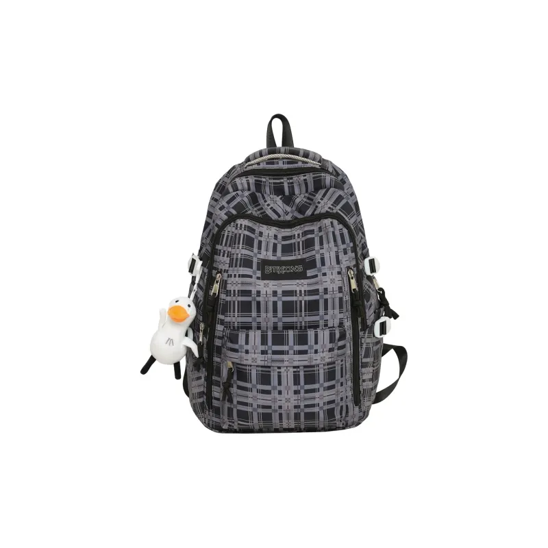 PAIBLOKS Nylon Backpack Unisex Black/pink/blue/yellow-0