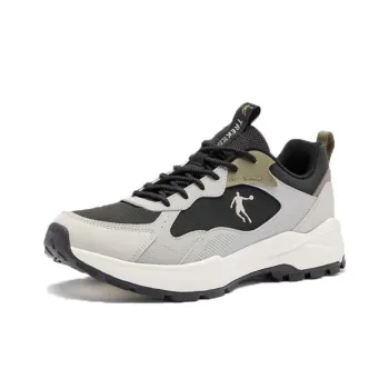 QIAODAN Anti Slip Wear Resistant Low Top Casual Trail Running Shoes Men's Black Gray