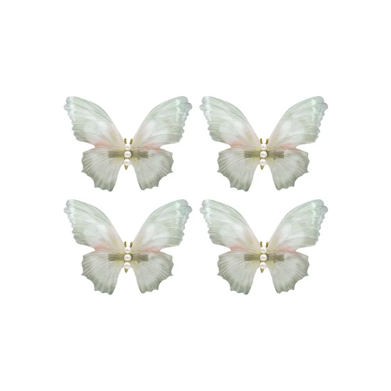 ROYALSASA Silk Chiffon Faux Pearl Hair Clips Women's-5