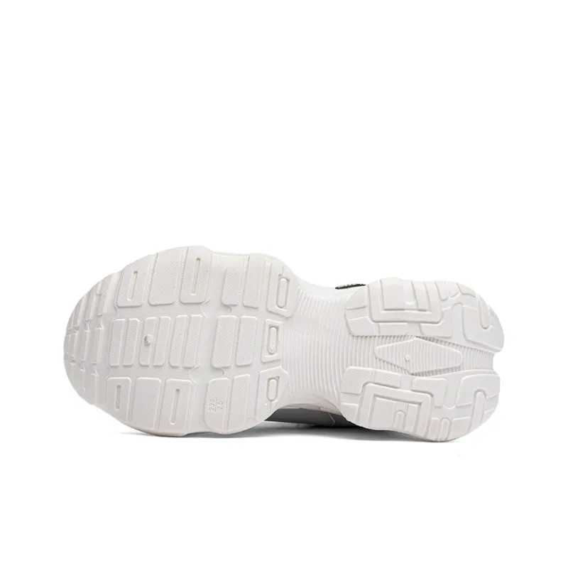 Warrior Cushioning Height Increasing Breathable Low-Top Casual Running Shoes Women's Silver Gray Rice-5