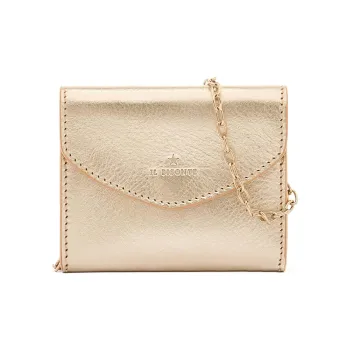Il Bisonte Leather Card Holder Women's Metal Platinum