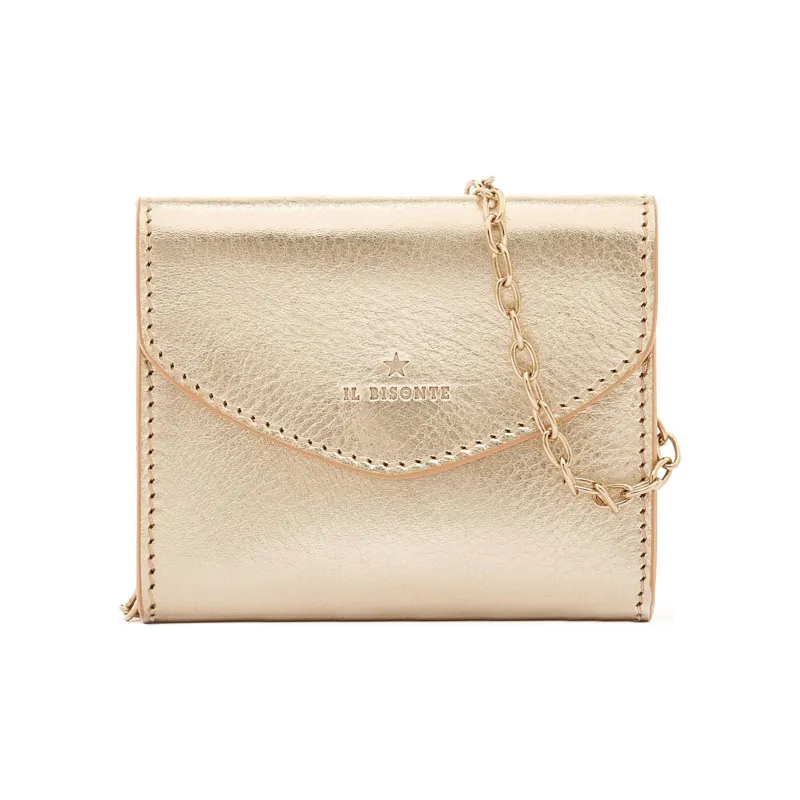 Il Bisonte Leather Card Holder Women's Metal Platinum-0