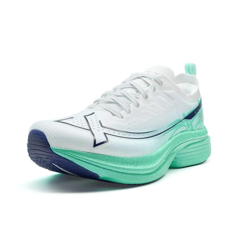 XTEP Cushioning Anti-Slip Wear-Resistant Coverage Support Rebound Low-Top Training Running Shoes Men's White Green Blue-1