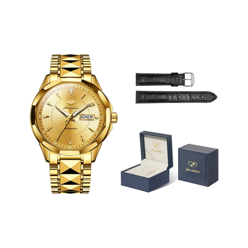 Jin Shi Dun Box Mechanical Movement Stainless Steel Watchband Watch Men's Watches White Dial-24