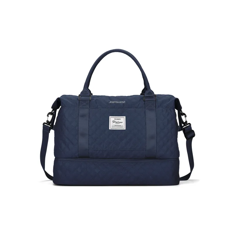 JEANSWEST Fabric Handbag Crossbody Bag Travel Bag Unisex Green/Ecru/Marine Blue-9