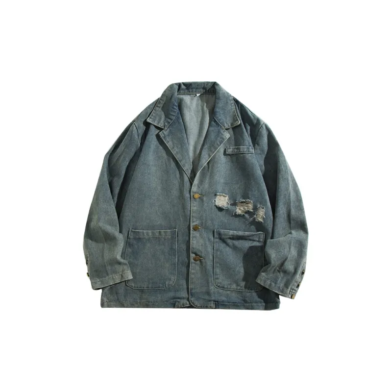 TESTUNG Denim Jacket Unisex Blue Shades Single Item-11