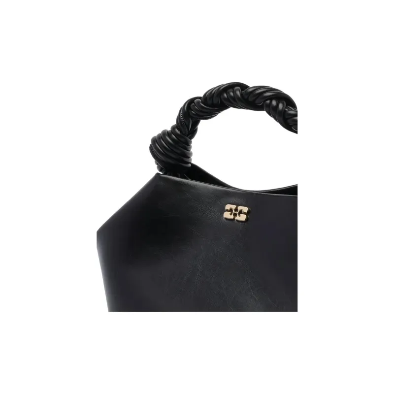 GANNI Polyurethane Shoulder Bag Crossbody Bag Handbag Small Size Women's Black-3
