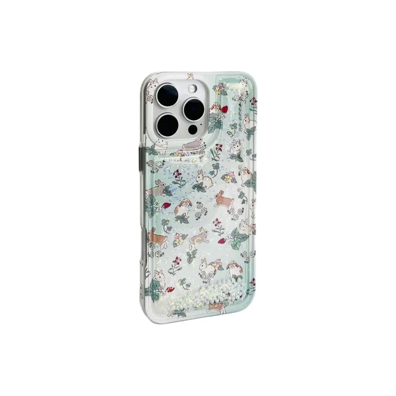 Sopi TPU Material Green Base Leaf Small Rabbit Phone Cases Compatible With IPhone 16/15 Pro Max/Apple 13/14 Pro/Max-1