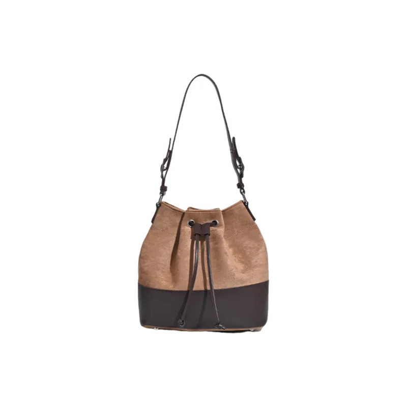 NOMK Suede Shoulder Bag Women's Brown/Coffee/Black-0
