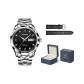 Steel Band Jet Black Men's[Comes with: Exclusive Box+Leather Strap]