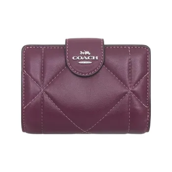 COACH Leather Wallet Medium Size Women's Deep Raspberry