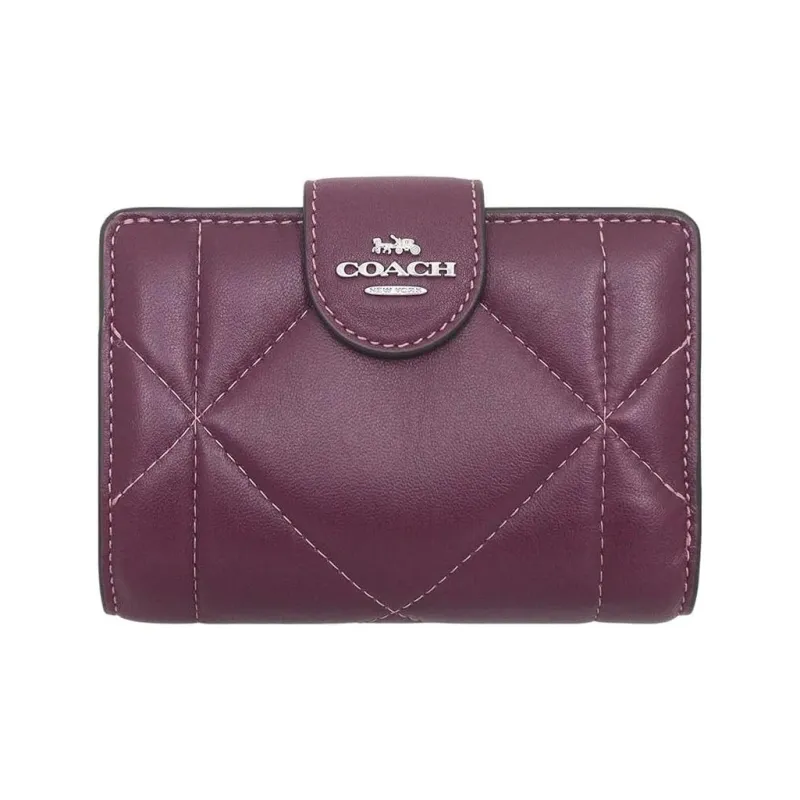 COACH Leather Wallet Medium Size Women's Deep Raspberry-0