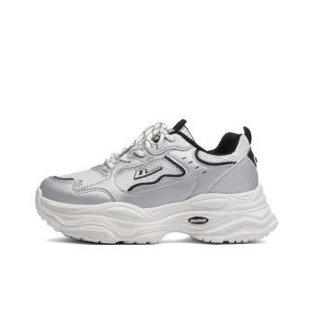 Warrior Cushioning Height Increasing Breathable Low Top Casual Running Shoes Women's Silver Gray Rice