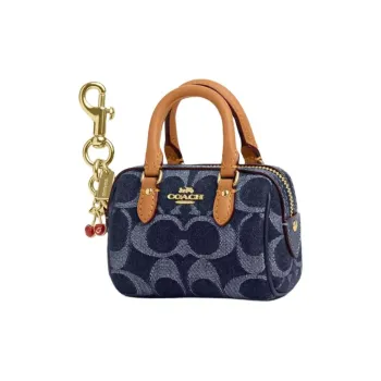 COACH Rowan Denim With Leather Handbag Mini Women's Denim With Natural Color