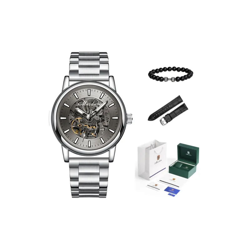 MESDUN Luxury Trendy Collection Automatic Mechanical Movement Metal Strap Watch Men's Watches Black Dial-21
