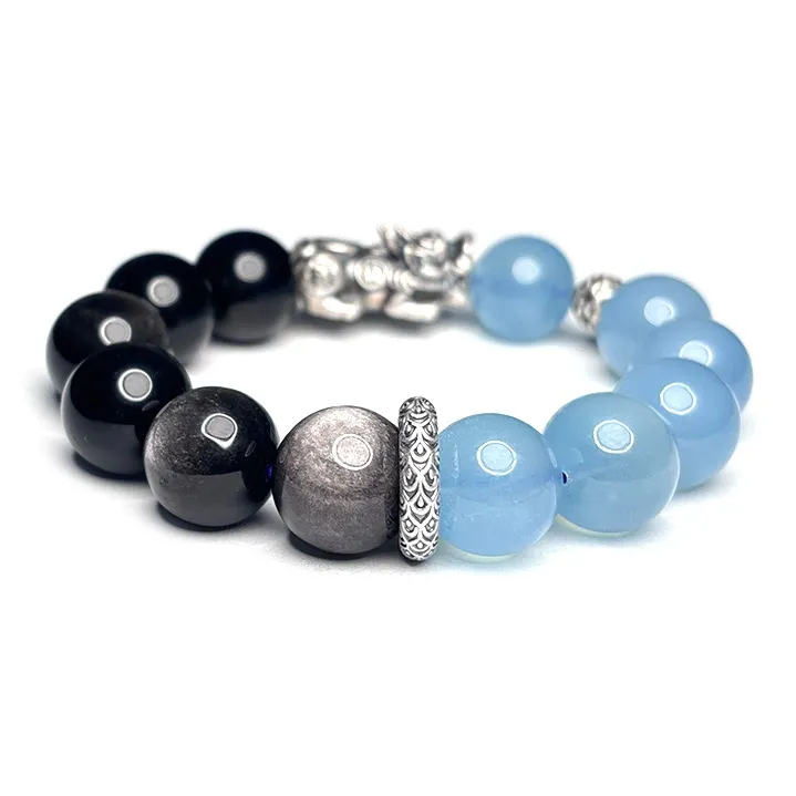 MOUNTAINS AND MANS Obsidian Luxury Good Luck Beaded Bracelet Men's-2
