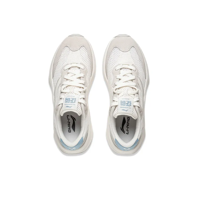 LiNing Zhengrong M500 Wear Resistant Breathable Slip Resistant Low Top Casual Shoes Women's White Gray-3