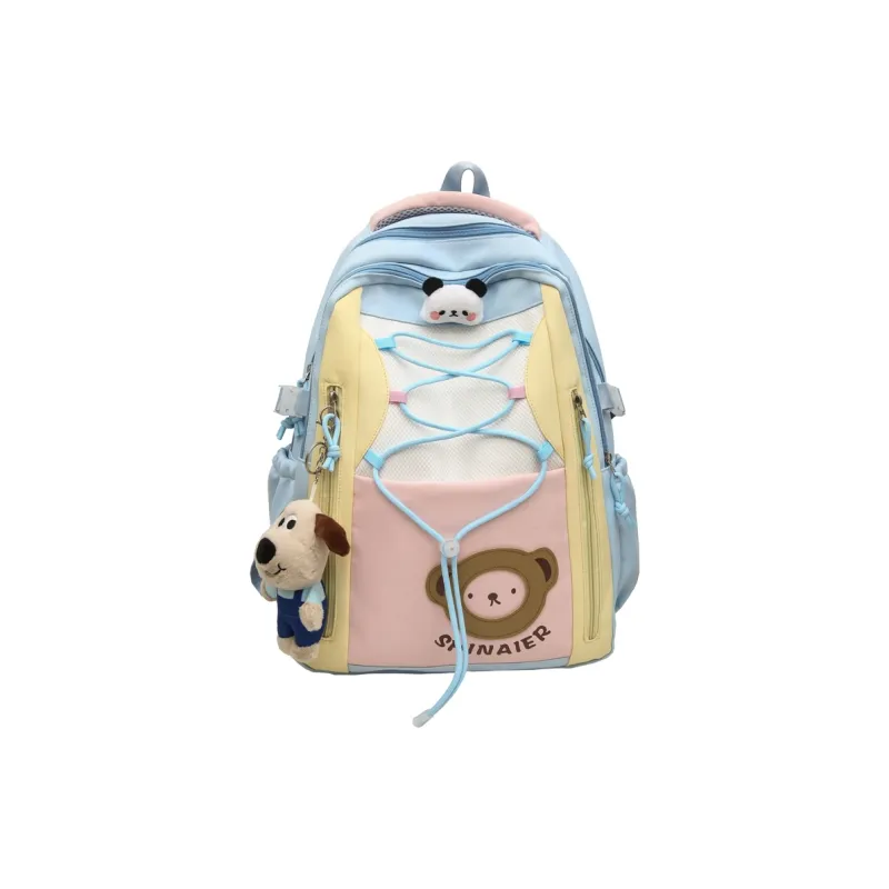 GOBLIN SHARKS 1759 Nylon Backpack Regular Unisex Khaki/White/Pink/Blue-21