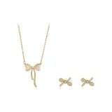 Bowknot Diamond Necklace Set[White]