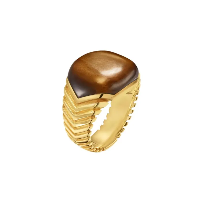 David Yurman Tiger's Eye Stone Rings Men's Gold-2