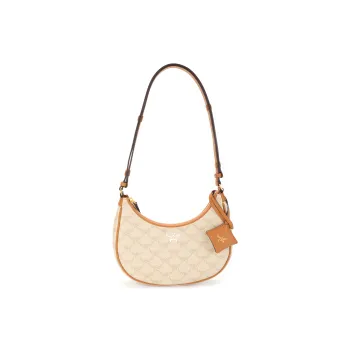 MCM Canvas Hobo Bag Crossbody Bag Small Size Women's Beige