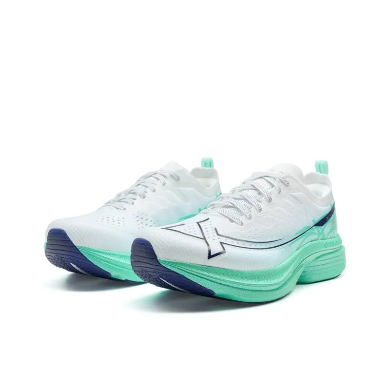 XTEP Cushioning Anti-Slip Wear-Resistant Coverage Support Rebound Low-Top Training Running Shoes Men's White Green Blue-3