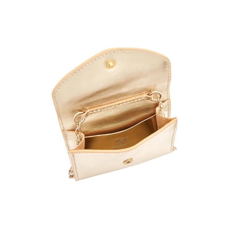 Il Bisonte Leather Card Holder Women's Metal Platinum-2