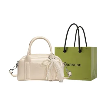 Bansusu PU Shoulder Bag Crossbody Bag Pillow Bag Bowling Bag Handbag Regular Women's White/Black/Pink/Silver