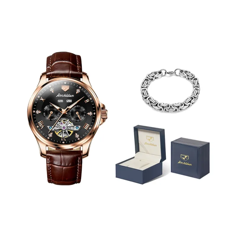 Jin Shi Dun Artisan Collection Fashion Business Men's Watch Box Automatic Mechanical Movement Men's Watches Black Dial-16