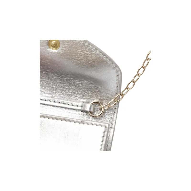Il Bisonte Leather Card Holder Unisex Silver-4