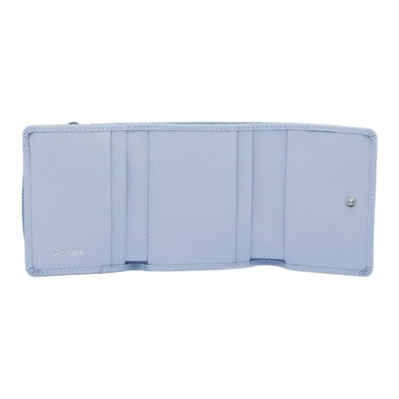 PRADA Cow Leather Wallet Women's Light Blue-1