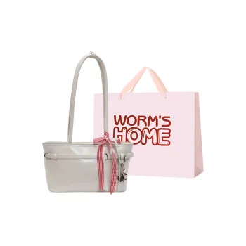Worm's Home PU Shoulder Bag Regular Women's Ecru Black/Red/Pink