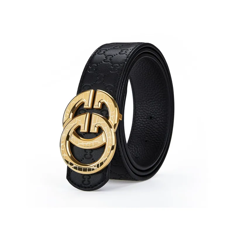 GUSKI Top Grain Cow Leather Smooth Buckle Belt Men's Width  3.8cm Gift Box Sets-5