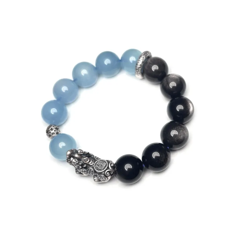 MOUNTAINS AND MANS Obsidian Luxury Good Luck Beaded Bracelet Men's-4