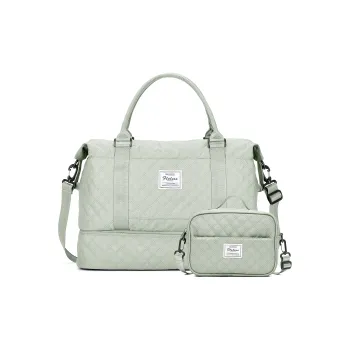 JEANSWEST Fabric Handbag Crossbody Bag Travel Bag Unisex Green/Ecru/Marine Blue