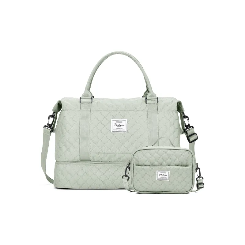 JEANSWEST Fabric Handbag Crossbody Bag Travel Bag Unisex Green/Ecru/Marine Blue-0