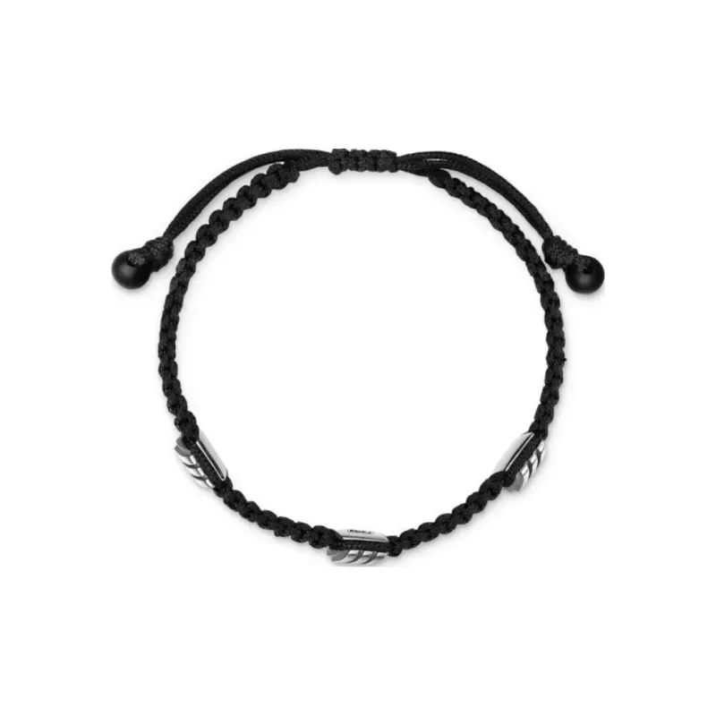 David Yurman Sterling Silver Woven Onyx Bracelet-2