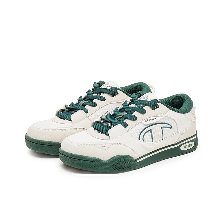 Champion Quantum Shoes Low Top Skateboard Shoes Men's Milk White/Forest Green-2