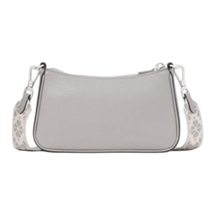 Kate Spade Cow Leather Shoulder Bag, Crossbody Bag Medium Size Women's Rain Cloud Gray-3
